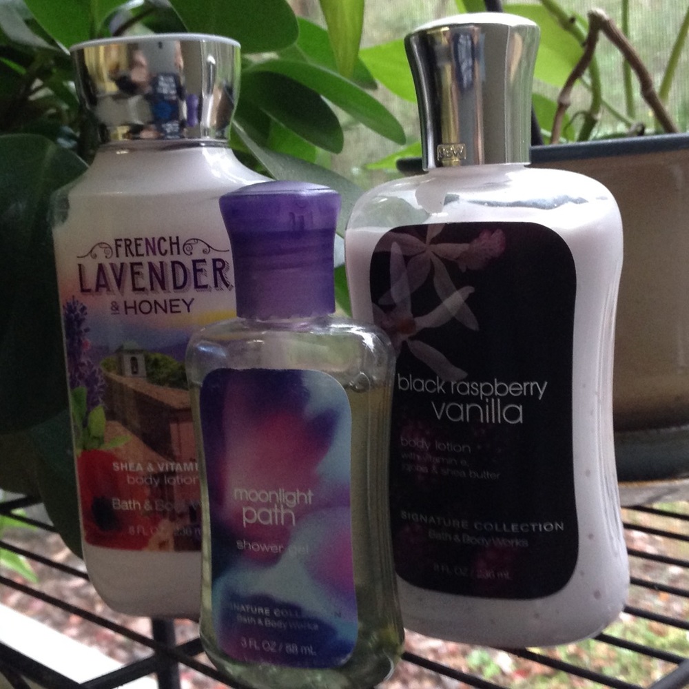Bath&BodyWorks 2 lotions, 1 travel size gel used.